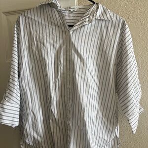 Madewell White and Black Striped Casual Shirt